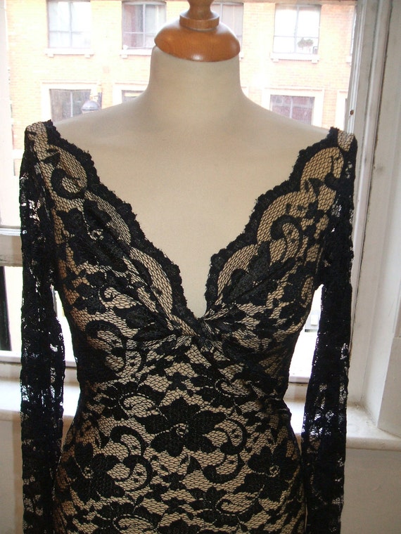 black and nude lace dress