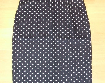 Baylis & Knight Navy Polka LOLA High Waisted Wiggle Pencil Skirt Dita Burlesque Pin Up 50's Rockabilly