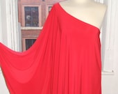 Baylis Knight Red STUDIO 54 Batwing 70 39 s Disco Glam One Shoulder Bat Wing Dress Elegant (Smock)