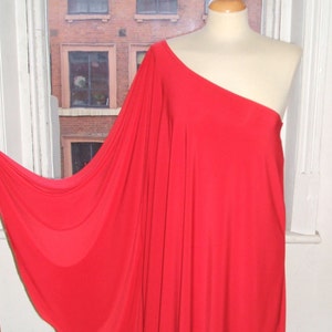 Baylis & Knight Red STUDIO 54 Batwing 70's Disco Glam One Shoulder Bat Wing Dress Elegant Smock image 1