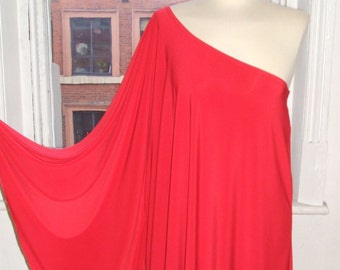 Baylis & Knight Red STUDIO 54 Batwing 70's Disco Glam One Shoulder Bat Wing Dress Elegant (Smock)