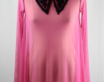 Baylis & Knight Pink SHEER Collared Long Sleeve Swing Dress Elegant (Smock) Adele