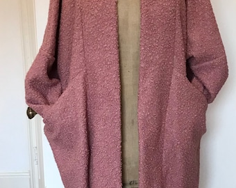 Dusky pink oversized duster coat coatigan with pockets Baylis and Knight