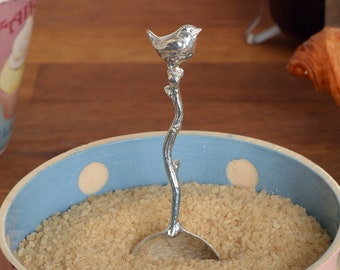 Wren Small Spoon - Gifts For Bird Lovers - Wren Pewter Sugar Spoon - Useful Bird Gifts - Wren Gifts To Use Every Day.