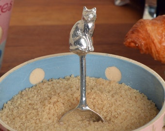 Cat Pewter Spoon, For Tea, Coffee Sugar etc. Ideal Cat Gifts Handmade in the UK by Glover and Smith