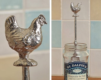 Chicken Jam Pewter Spoon - Jelly Spoon - Chicken Lovers Gifts. The Spoon Has A Hook To Hang It On The Jar - Gifts For Chicken Lovers -