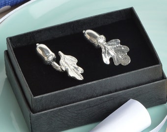 Oak Leaf and Acorn Cufflinks, Christening Gifts for Boys - "Great oaks from little acorns grow" - Baptism Gifts, Naming Day Gifts