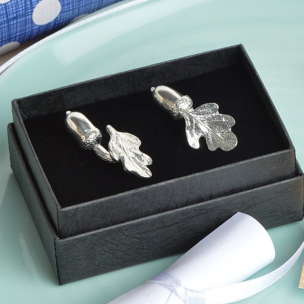 Oak Leaf and Acorn Cufflinks, Christening Gifts for Boys - "Great oaks from little acorns grow" - Baptism Gifts, Naming Day Gifts