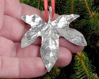 Pewter Ivy Leaf Christmas Ornament: Hanging Decoration Gift