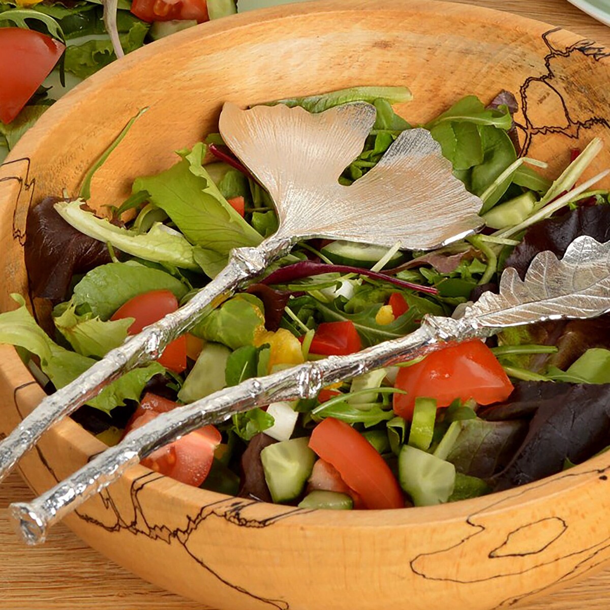 Oak Leaf and Ginkgo Leaf Pewter Salad Servers Wedding Gifts Housewarming Gifts 10th Anniversary Gift Tin Anniversary Gifts - Etsy