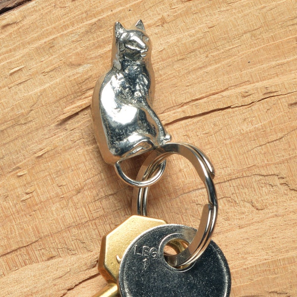 Cat English Pewter Keyring - Pussycat Keyring Gifts - Cat Lover Gifts - House Warming Gifts For Cat Owners - Handmade in the UK