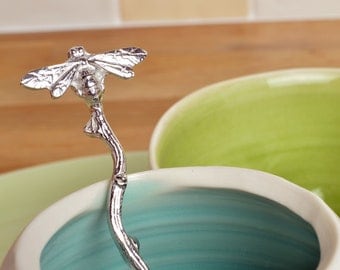 Bee Pewter Spoon - Useful Bee Gifts - Bee Sugar Spoons- Gifts for Bee Lovers, Gifts to Use Every Day, Handmade in the UK