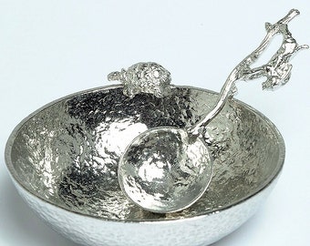 The Hare and The Tortoise Pewter Bowl & Spoon - Unusual Gifts - Anniversary Gifts - 10th Anniversary - Tenth Anniversary