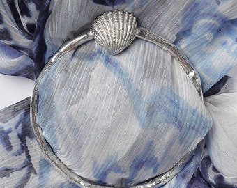 Pewter Shell Scarf Ring | Seashore Accessory, Gift for Her