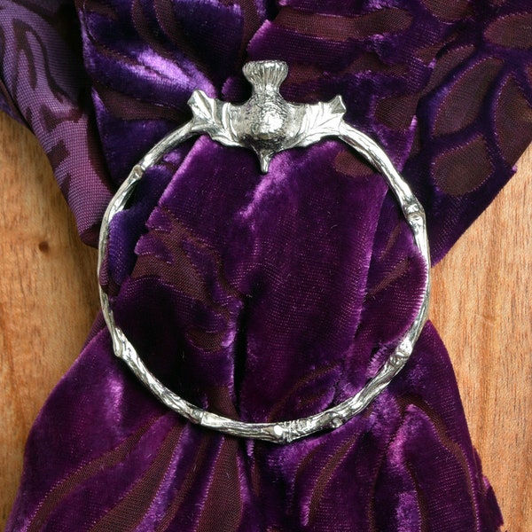 Cadeau d'anneau d'écharpe de chardon | Anneaux de chardon en étain pour cadeaux foulards | Accessoires Foulard Chardon