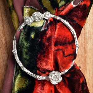 Rose Scarf Ring | Pewter Rings For Scarves |Flower Scarf Accessories | Rose Design Scarf Ring