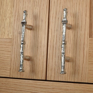 Oak Twig Solid Pewter Cabinet Handle 64 mm Between Centres | Oak Twig Kitchen Cupboard  Knobs | Made With Finesse