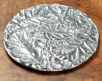 Pewter Oak Leaf Drinks Coaster - UK Handmade Oak Leaf Gifts for Nature Lovers