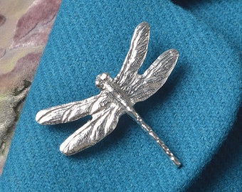 Dragonfly Pewter Brooch: Handcrafted Nature Jewelry Gift