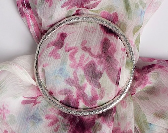 Beaten Texture Pewter Scarf Ring - Handmade in England