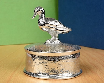 Duck Personalized Pewter Trinket Box - Duck Gifts Engraved With Your Message - Tin Anniversary Gifts