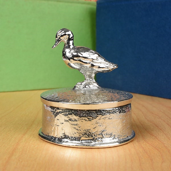 Duck Personalised Pewter Trinket Box - Duck Gifts Engraved With Your Message - Tin Anniversary Gifts