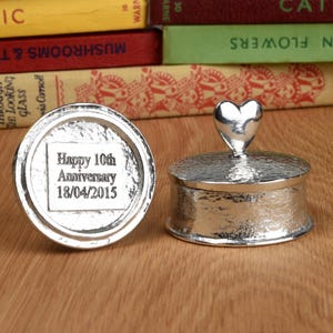 10yr Tin Tenth 10th Wedding Anniversary Pewter Box Gift Personalised, 10th Anniversary Gift, Tin Anniversary Gift