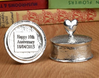 10th Anniversary Tin Gift - Personalised Pewter Anniversary Box