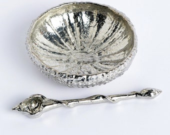 Urchin Pewter Bowl and Spoon - 10 Year Anniversary gift | Tin Anniversary Gift | 10th Wedding Anniversary Gift | Housewarming Gifts