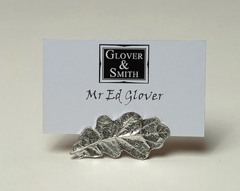 Oak Leaf Pewter Place Card Holders | Wedding Place Settings | Photo Holder