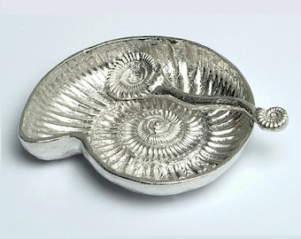Pewter Ammonite Fossil Bowl And Spoon Set – 10th Anniversary Gift