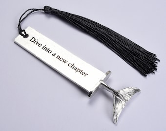 Personalised Dolphin Bookmark: Pewter Bookish Gift With Tassel