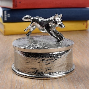 Fox Personalized Pewter Trinket Box - Fox Gifts Engraved With Your Message - Tin Anniversary Gifts