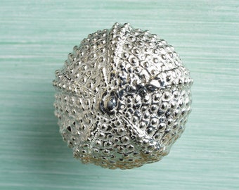 Sea Urchin Pewter Cabinet Knob: Handmade Coastal Decor
