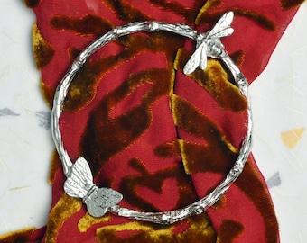 Zinn Biene und Schmetterling Schal Ring: Naturliebhaber Geschenk