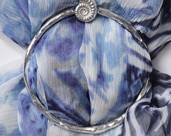 William Sturt Handcast Fine Pewter Ammonite Scarf Ring - Lead Free Gift With Organza Bag