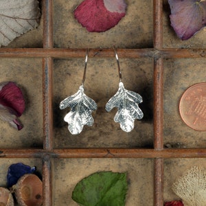 Oak Leaf Drop Pewter Earrings Oak Leaf Jewellery Gifts For Her Nature Earring Jewellery Gifts image 5