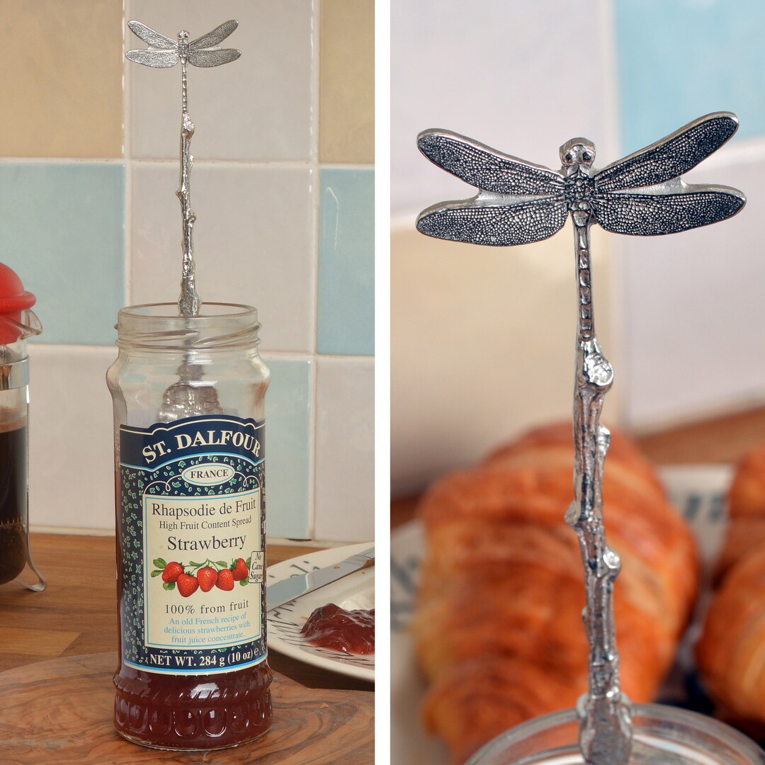 Dragonfly Jam or Jelly Spoon Long Pewter Spoon With a Hook Etsy