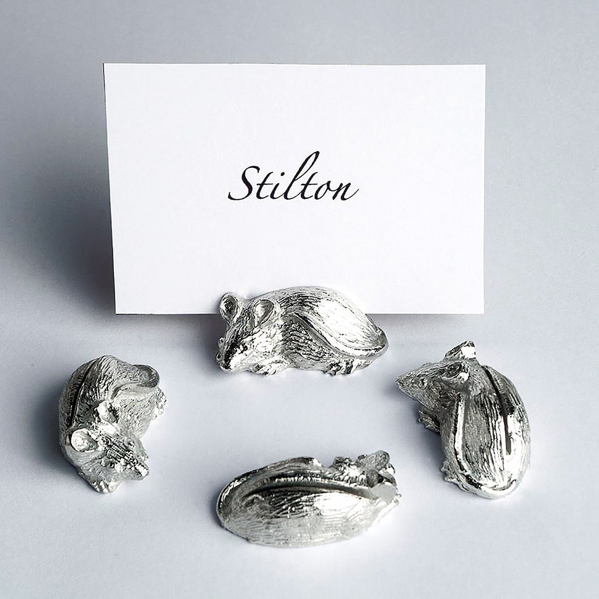 Mouse Cheese Markers, Pewter Mouse Card Holders - Etsy