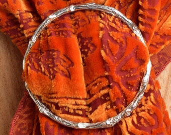 Twig Scarf Ring: Solid English Pewter Scarf Accessory
