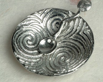 Spiral Of Life Pewter Trinket Bowl and Spoon - Celtic Spiral Gifts - Triskele Gifts - Triskelion Gifts - Neolithic Spirals