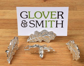 Oak Leaf Pewter Place Card Holders - Set Of 4 Place Settings