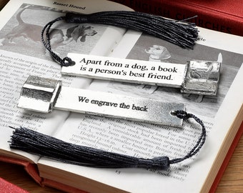 Personalised Pewter Dog Bookmark: Engraved Gift For Book Lovers