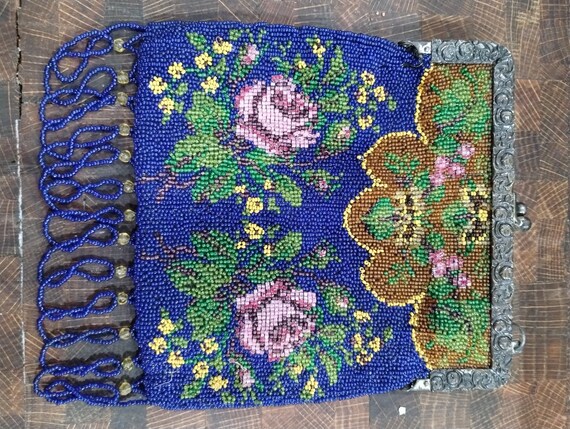 Antique beaded fringed purse - image 1