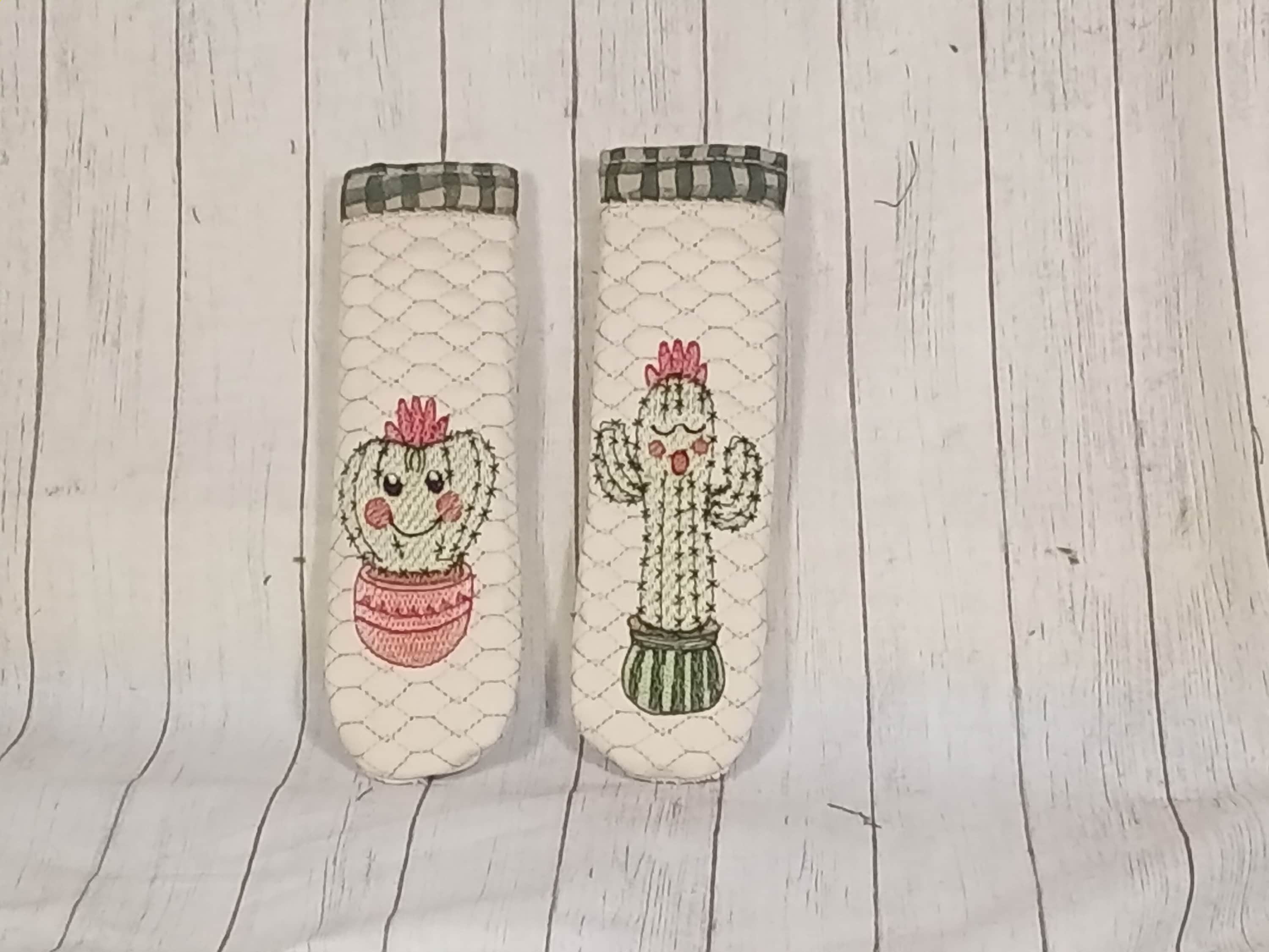 Cactus Faces Skillet Pan Handle Sleeve Pot Handle Holder Pot Holder Machine Embroidery Design 5x7