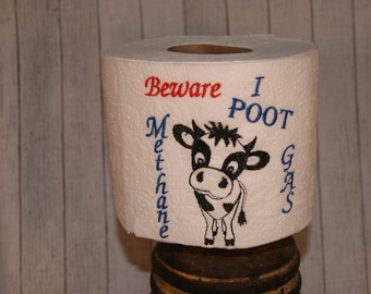 Toilet Paper Cow Poot Methane Gas Embroidery Digital Design 4x4 and 5x7