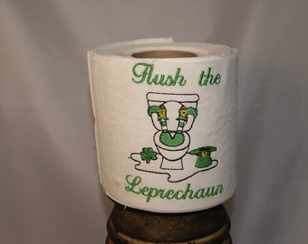 Leprechaun Toilet Paper Embroidery Design St. Patricks Day 4x4 and 5x7