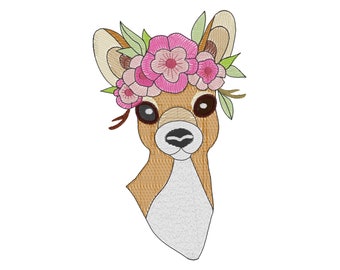 Baby Doe Floral Crown Deer Nursery BoHo Buck Embroidery Digital File Girl