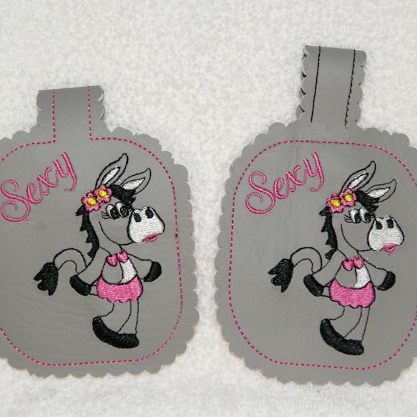 Key FOB Sexy Girl Donkey  Card Holder Snap Tab Embroidery Digital Design 4x4 and 5x7