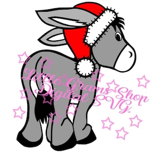 Donkey In Santa Hat Gelaagd en geschetst SVG 3 versies SVG jpg png pdf